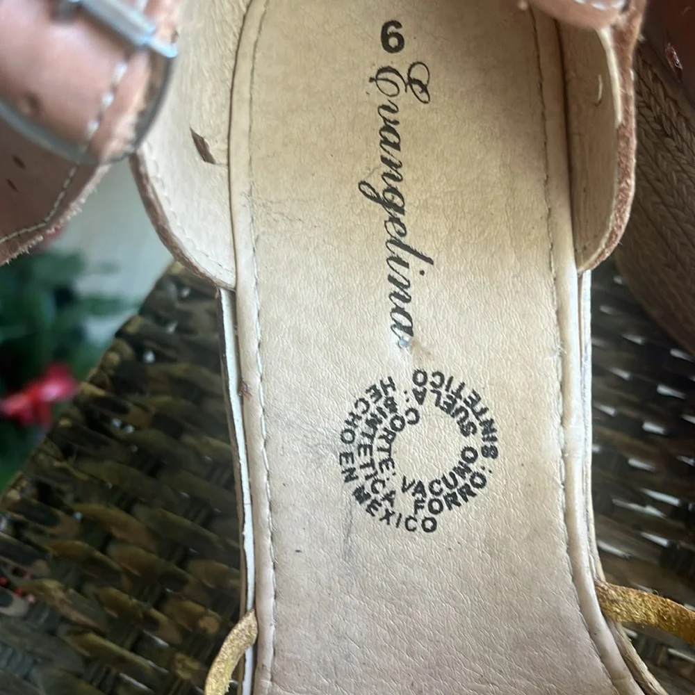 Mexican man made wedge espadrille flower detail colorful size 9 - Picture 10 of 10